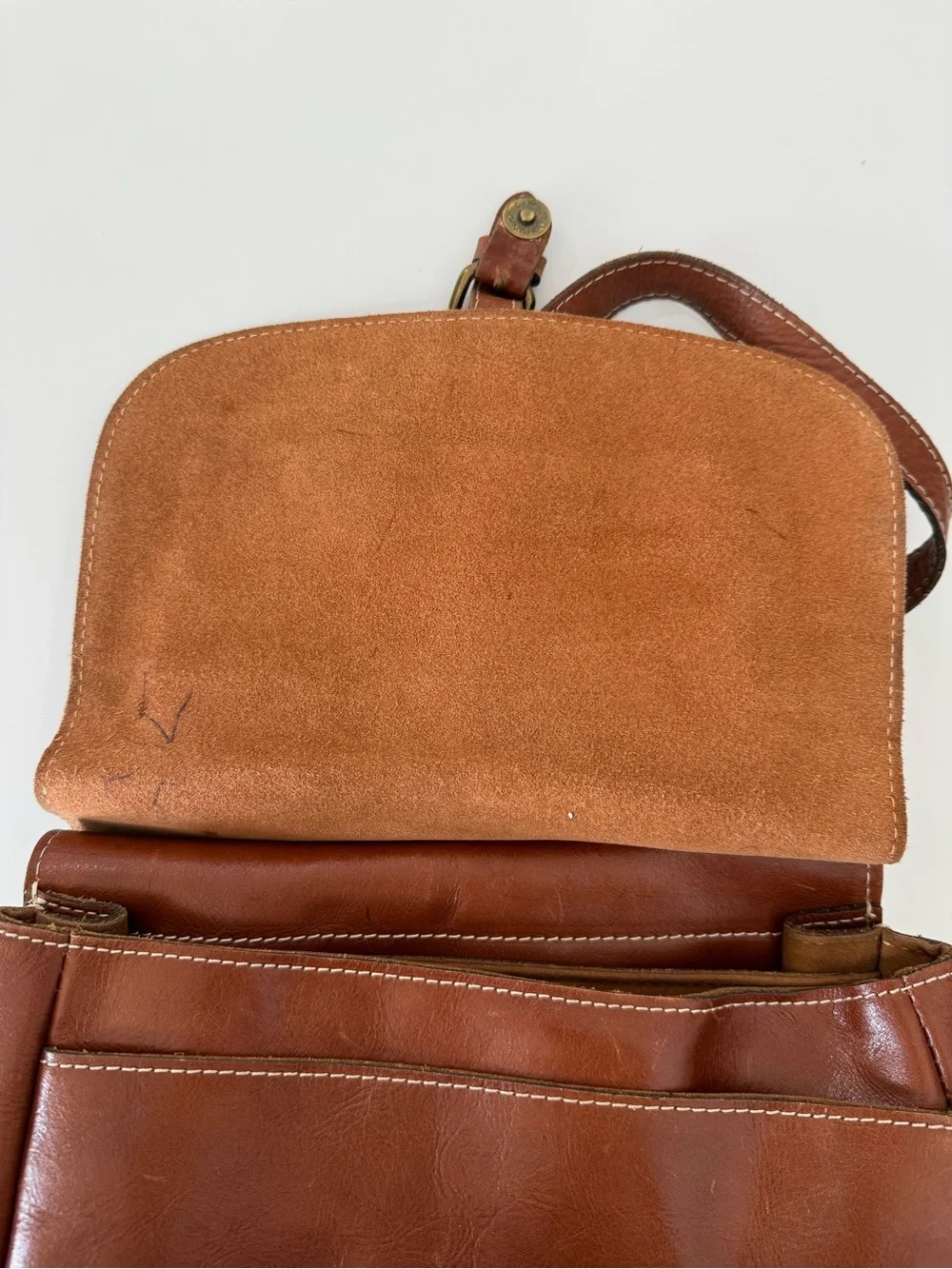 Patricia Nash Cognac Leather Crossbody Saddle Bag - Picture 4 of 12